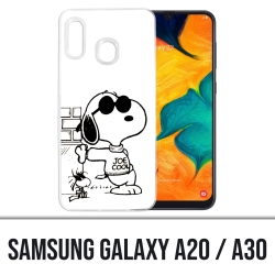 Cover per Samsung Galaxy A20 / A30 - Snoopy Nero Bianco