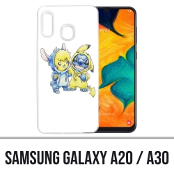 Coque Samsung Galaxy A20 / A30 - Stitch Pikachu Bébé