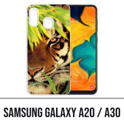 Coque Samsung Galaxy A20 / A30 - Tigre Feuilles