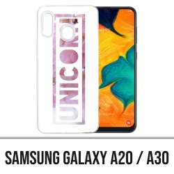 Samsung Galaxy A20 / A30 Abdeckung - Einhorn Blumen Einhorn