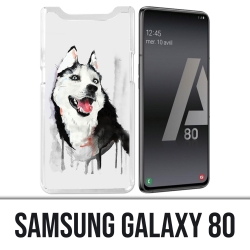 Coque Samsung Galaxy A80 - Chien Husky Splash