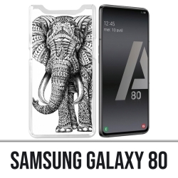 Coque Samsung Galaxy A80 - Éléphant Aztèque Noir Et Blanc