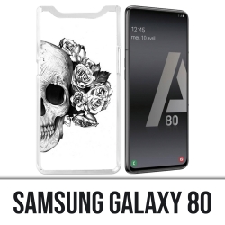 Coque Samsung Galaxy A80 - Skull Head Roses Noir Blanc