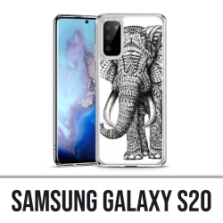 Coque Samsung Galaxy S20 - Éléphant Aztèque Noir Et Blanc