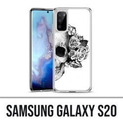 Coque Samsung Galaxy S20 - Skull Head Roses Noir Blanc