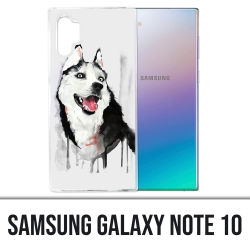 Coque Samsung Galaxy Note 10 - Chien Husky Splash