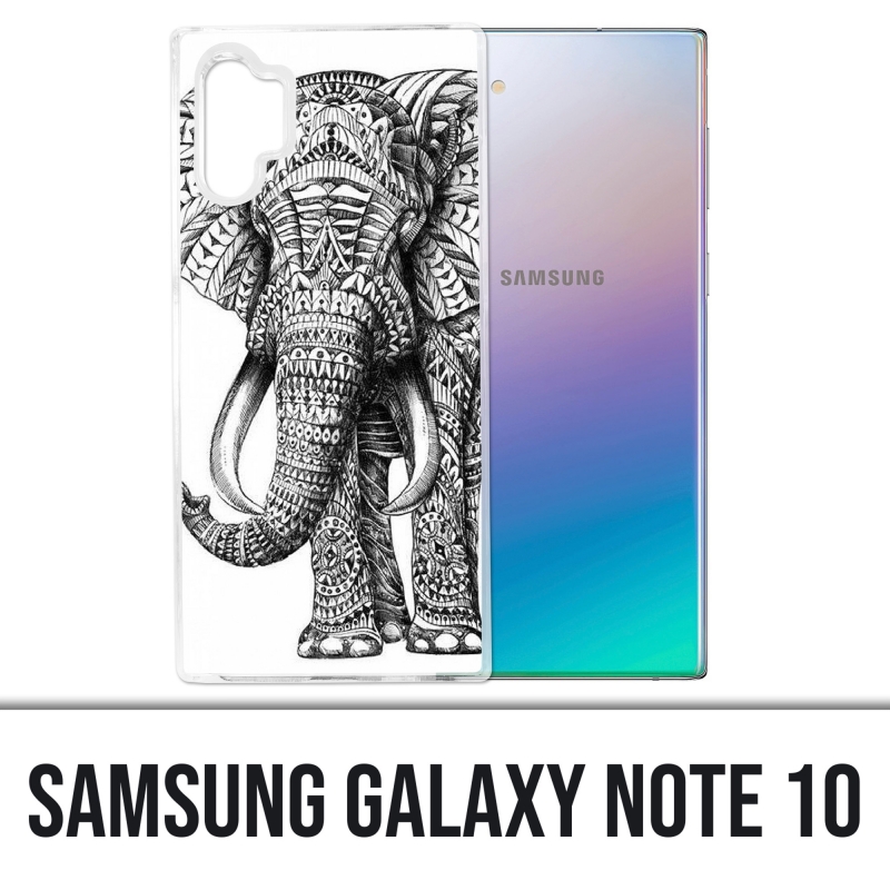 Coque Samsung Galaxy Note 10 - Éléphant Aztèque Noir Et Blanc