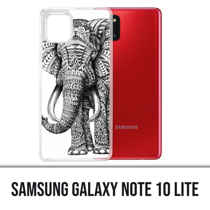 Funda Samsung Galaxy Note 10 Lite - Elefante azteca blanco y negro