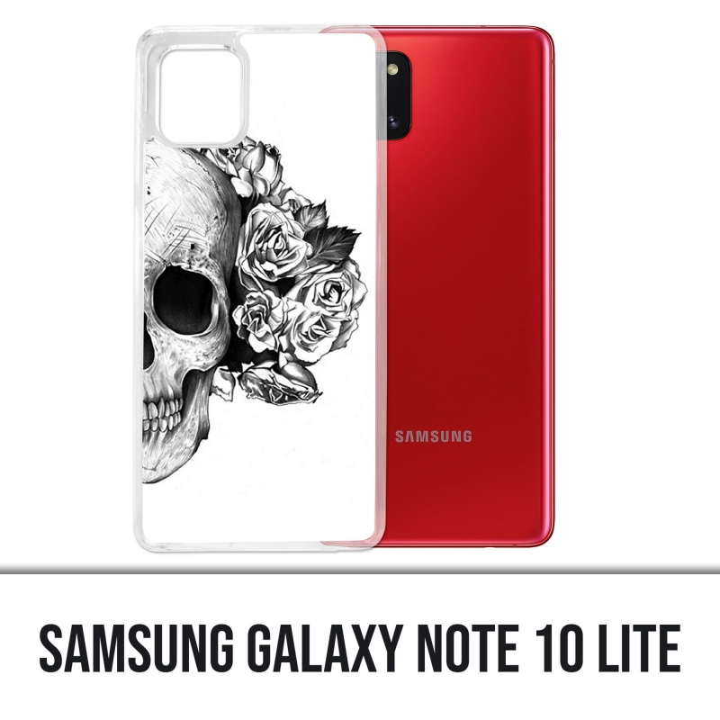 Funda Samsung Galaxy Note 10 Lite - Skull Head Roses Negro Blanco