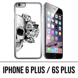 Coque iPhone 6 Plus / 6S Plus - Skull Head Roses Noir Blanc