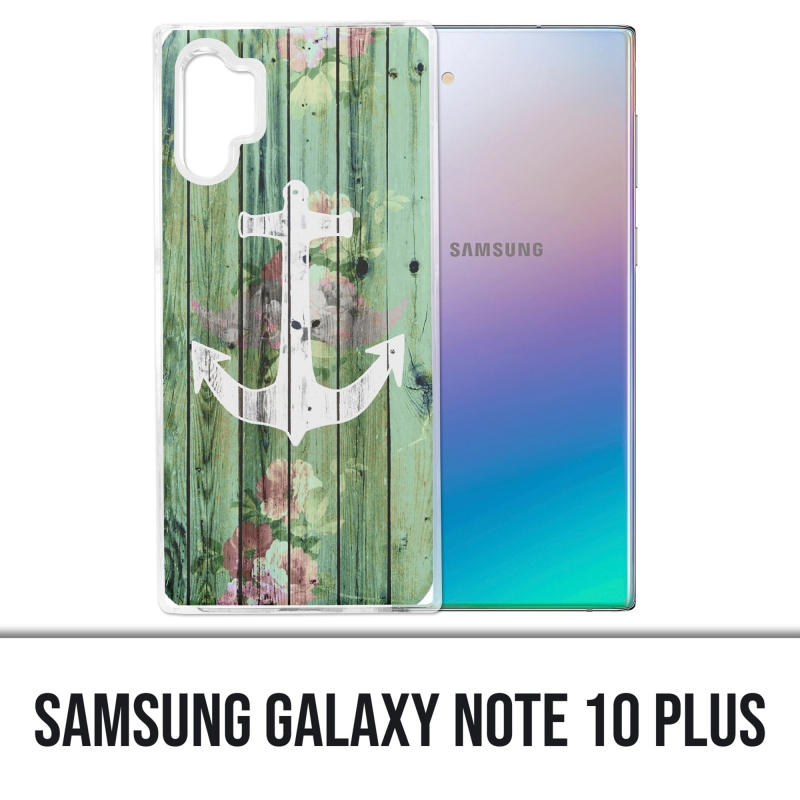 Coque Samsung Galaxy Note 10 Plus - Ancre Marine Bois