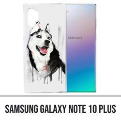 Coque Samsung Galaxy Note 10 Plus - Chien Husky Splash