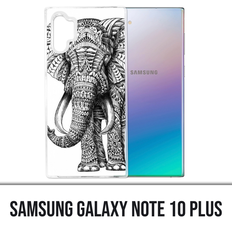Funda Samsung Galaxy Note 10 Plus - Elefante azteca blanco y negro