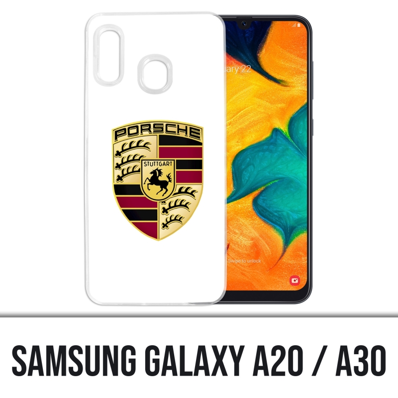 Cover Samsung Galaxy A20 / A30 - Logo bianco Porsche