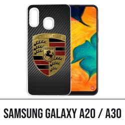 Coque Samsung Galaxy A20 / A30 - Porsche logo carbone