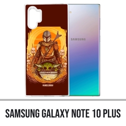 Coque Samsung Galaxy Note 10 Plus - Star Wars Mandalorian Yoda fanart