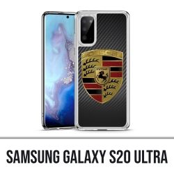 Coque Samsung Galaxy S20 Ultra - Porsche logo carbone