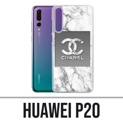 Huawei P20 case - Chanel White Marble