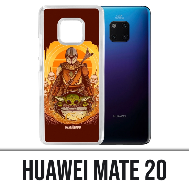 Custodia Huawei Mate 20 - Star Wars Mandalorian Yoda fanart