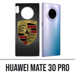 Coque Huawei Mate 30 Pro - Porsche logo carbone