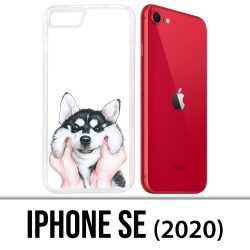 Coque iPhone SE 2020 - Chien Husky Joues