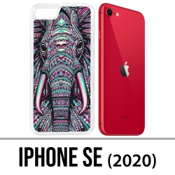 Coque iPhone SE 2020 - Éléphant Aztèque Coloré