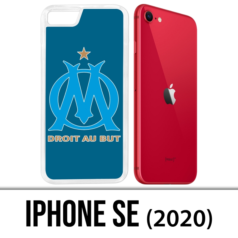 Coque iPhone SE 2020 - Logo Om Marseille Big Fond Bleu