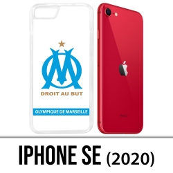 Coque iPhone SE 2020 - Logo Om Marseille Blanc