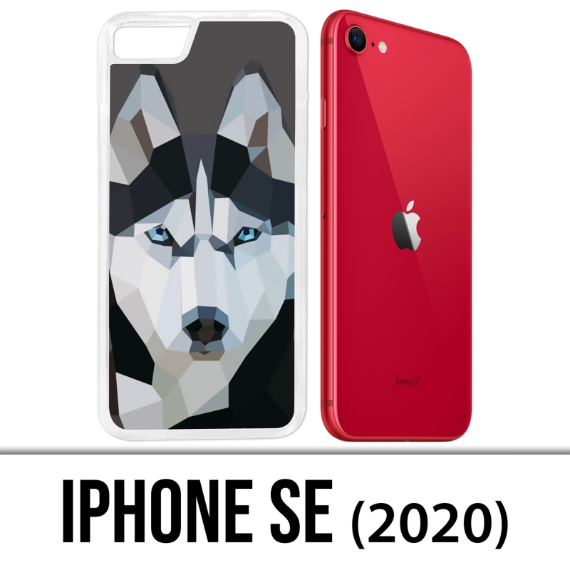Coque iPhone SE 2020 - Loup Husky Origami