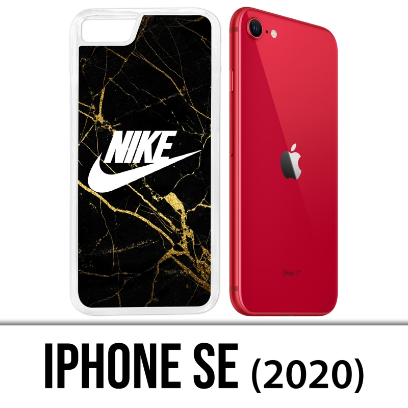 Coque iPhone SE 2020 - Nike Logo Gold Marbre