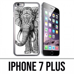 Custodia per iPhone 7 Plus - Elefante azteco bianco e nero
