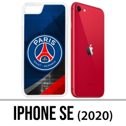 Coque iPhone SE 2020 - Psg Logo Metal Chrome