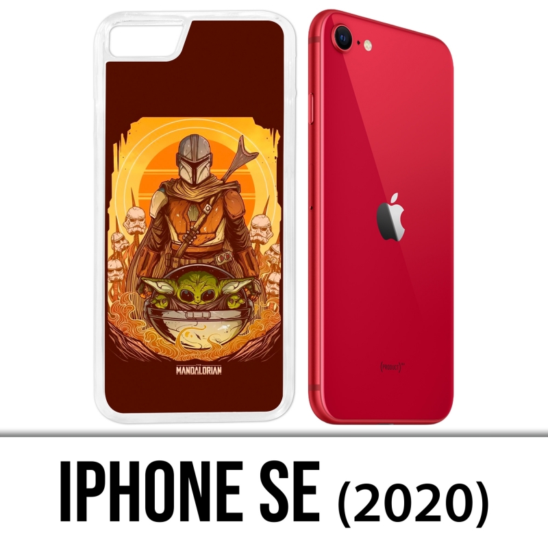 Coque iPhone SE 2020 - Star Wars Mandalorian Yoda fanart