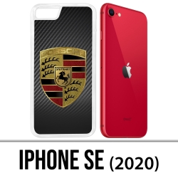 Coque iPhone SE 2020 - Porsche logo carbone