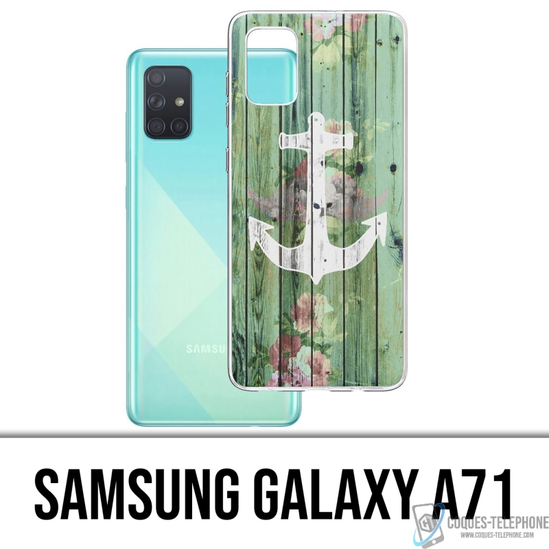 Samsung Galaxy A71 Case - Anchor Navy Wood