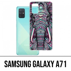 Custodia per Samsung Galaxy A71 - Elefante azteco colorato