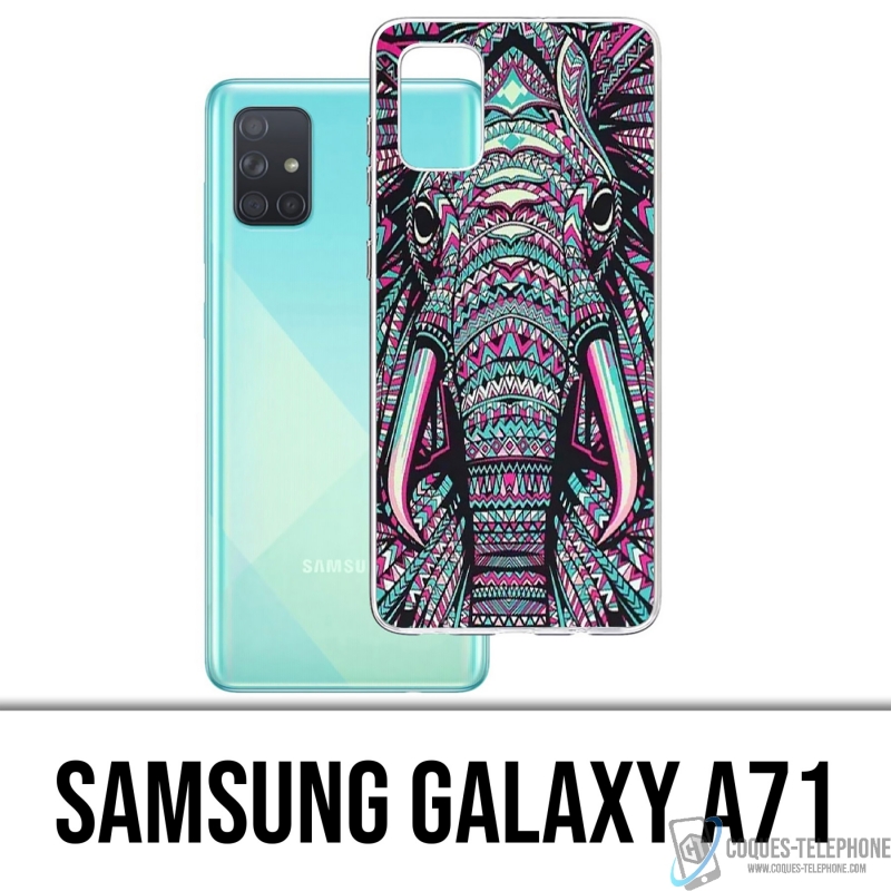 Coque Samsung Galaxy A71 - Éléphant Aztèque Coloré