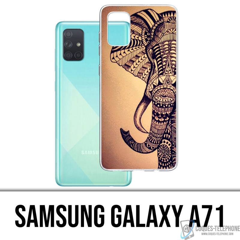 Coque Samsung Galaxy A71 - Éléphant Aztèque Vintage