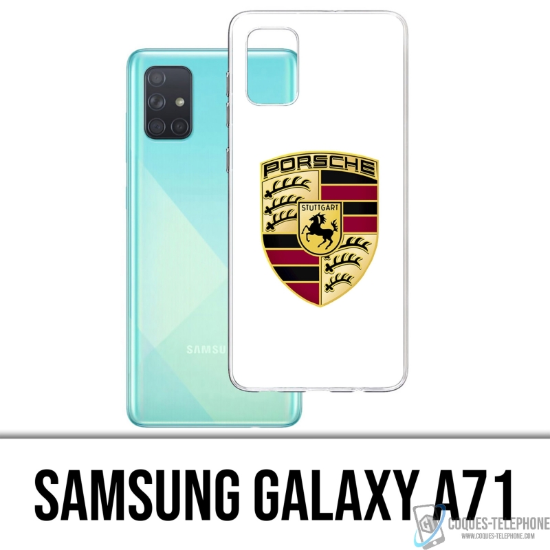 Custodia per Samsung Galaxy A71 - Logo Porsche bianco