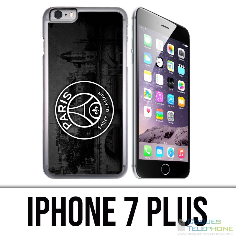 Coque iPhone 7 PLUS - Logo Psg Fond Black