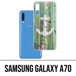 Funda para Samsung Galaxy A70 - Madera azul marino ancla