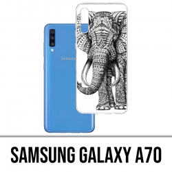 Custodia per Samsung Galaxy A70 - Elefante azteco in bianco e nero