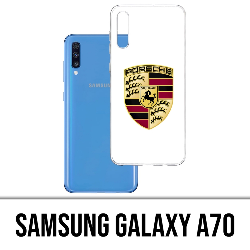 Coque Samsung Galaxy A70 - Porsche Logo Blanc