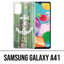 Funda para Samsung Galaxy A41 - Madera azul marino ancla