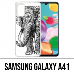 Samsung Galaxy A41 Case - Aztec Elephant Black And White