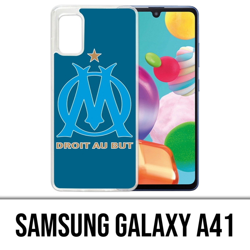 Funda Samsung Galaxy A41 - Logotipo Om Marseille con fondo azul grande