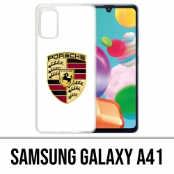 Funda Samsung Galaxy A41 - Logotipo Porsche Blanco