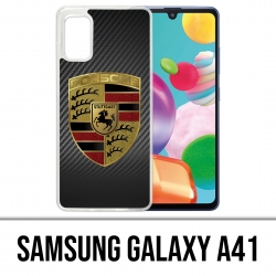Custodia per Samsung Galaxy A41 - Logo Porsche in carbonio