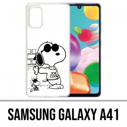 Funda Samsung Galaxy A41 - Snoopy Negro Blanco