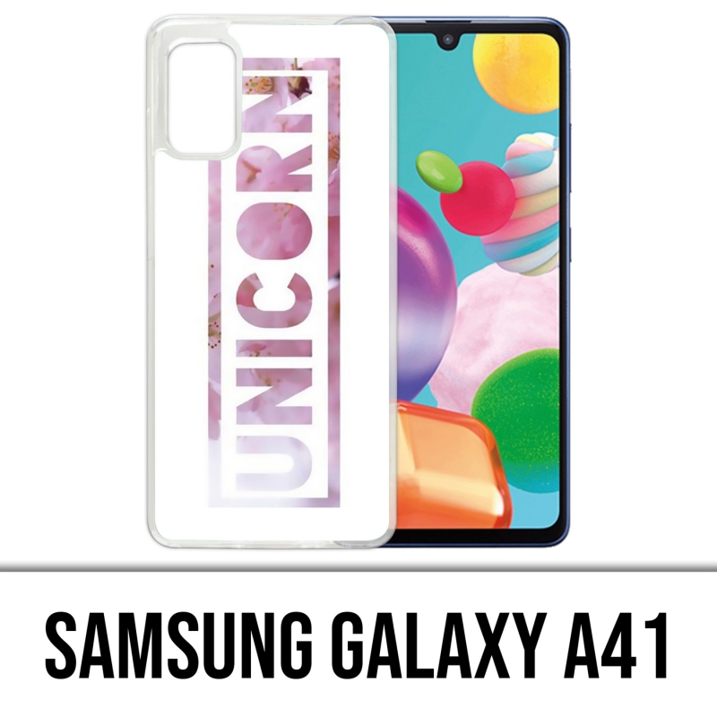 Coque Samsung Galaxy A41 - Unicorn Fleurs Licorne